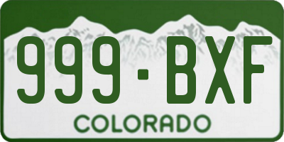 CO license plate 999BXF