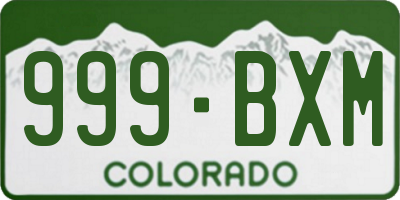 CO license plate 999BXM