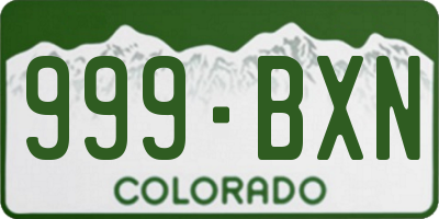CO license plate 999BXN