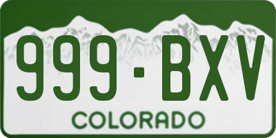CO license plate 999BXV