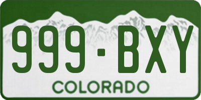 CO license plate 999BXY