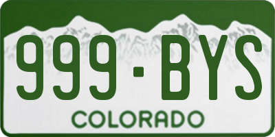 CO license plate 999BYS