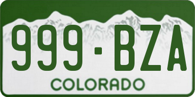 CO license plate 999BZA