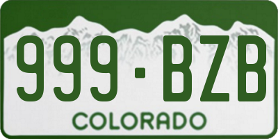 CO license plate 999BZB