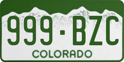 CO license plate 999BZC