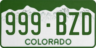 CO license plate 999BZD