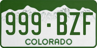 CO license plate 999BZF
