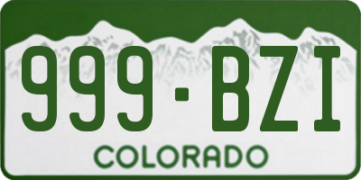 CO license plate 999BZI