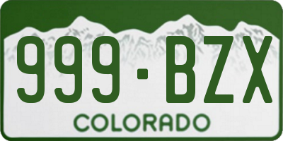 CO license plate 999BZX