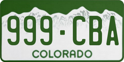CO license plate 999CBA