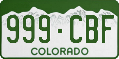 CO license plate 999CBF