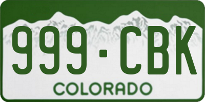 CO license plate 999CBK