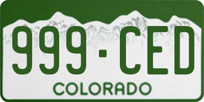 CO license plate 999CED