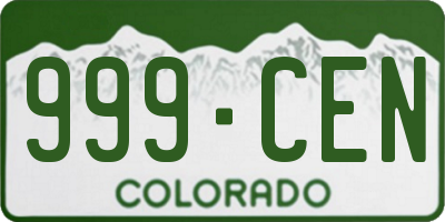 CO license plate 999CEN