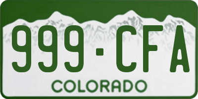 CO license plate 999CFA
