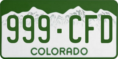 CO license plate 999CFD