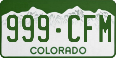 CO license plate 999CFM