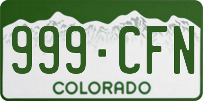 CO license plate 999CFN