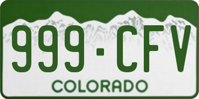 CO license plate 999CFV