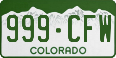 CO license plate 999CFW