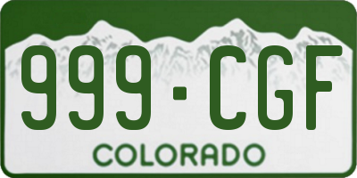 CO license plate 999CGF