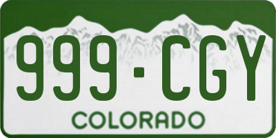 CO license plate 999CGY