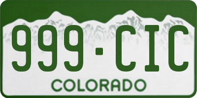 CO license plate 999CIC