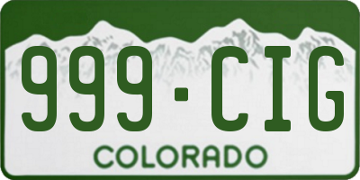 CO license plate 999CIG