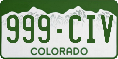 CO license plate 999CIV
