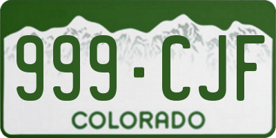CO license plate 999CJF