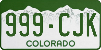 CO license plate 999CJK