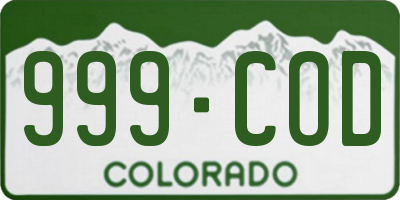 CO license plate 999COD