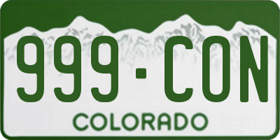 CO license plate 999CON