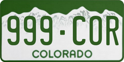 CO license plate 999COR