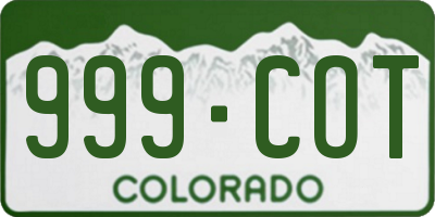 CO license plate 999COT
