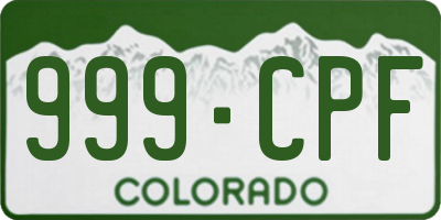 CO license plate 999CPF