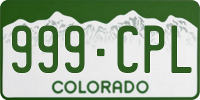 CO license plate 999CPL
