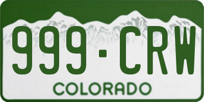 CO license plate 999CRW