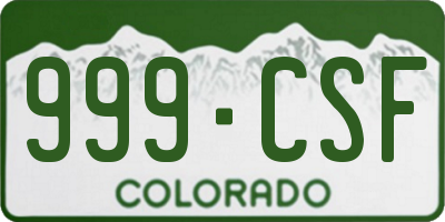 CO license plate 999CSF