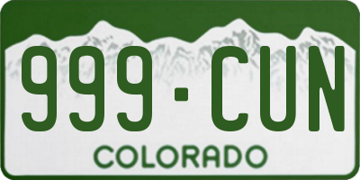 CO license plate 999CUN
