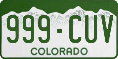 CO license plate 999CUV