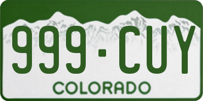 CO license plate 999CUY