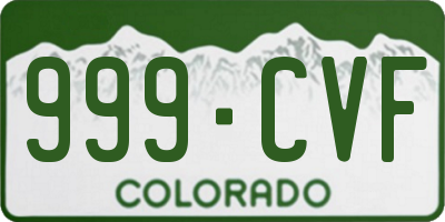 CO license plate 999CVF