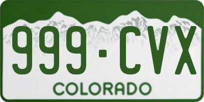 CO license plate 999CVX
