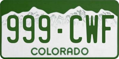 CO license plate 999CWF