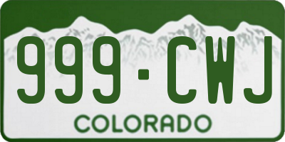 CO license plate 999CWJ