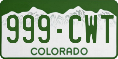 CO license plate 999CWT
