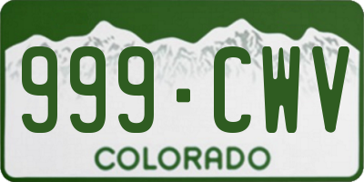 CO license plate 999CWV