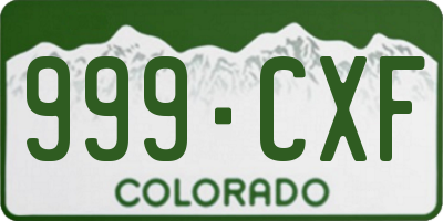 CO license plate 999CXF