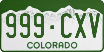 CO license plate 999CXV